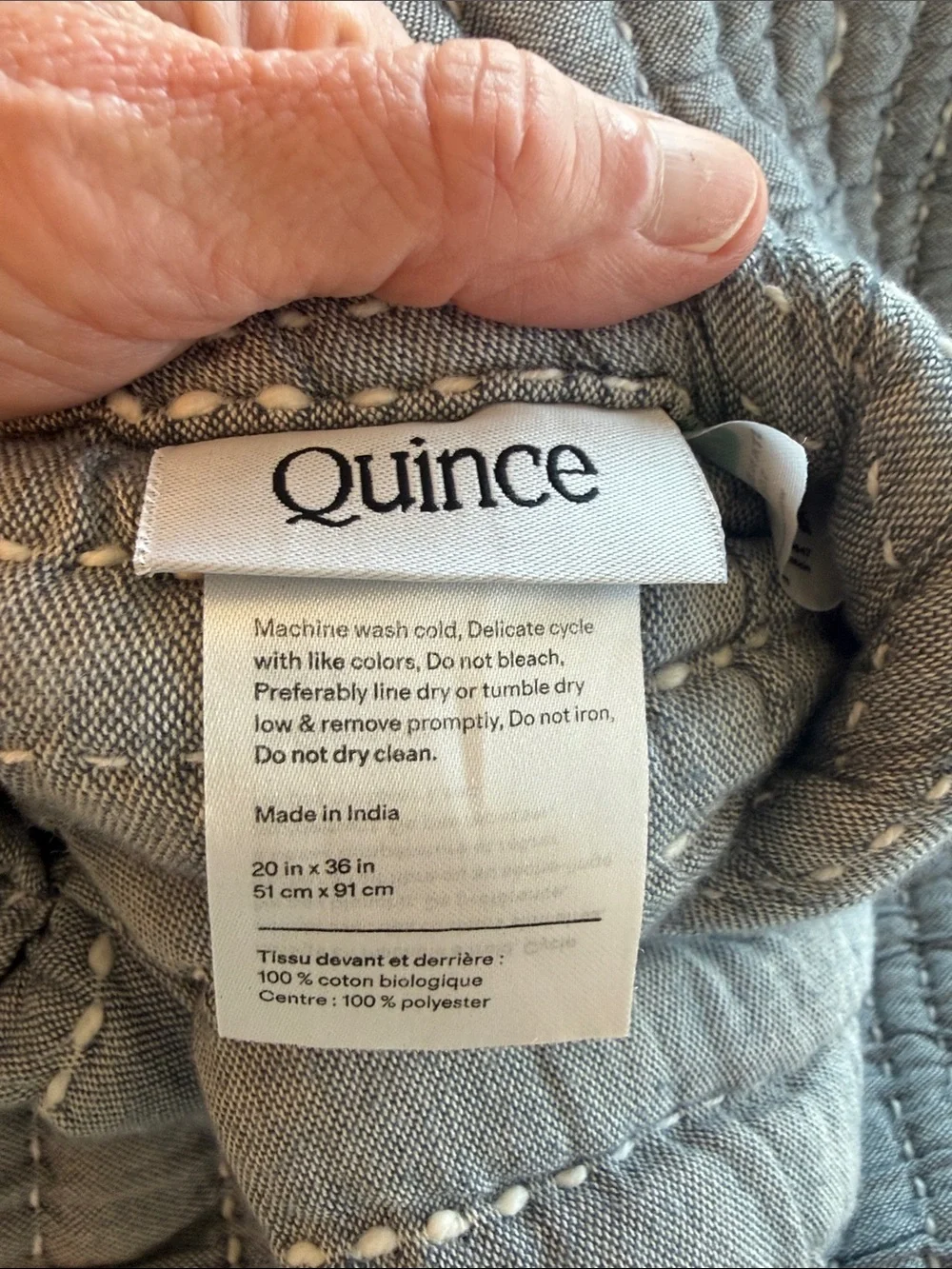 NWT Quince Organic Cotton Channel Stitch Coverlet Set – Blue??? – King/Cal King